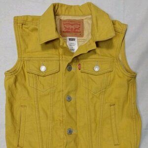 Levi's Denim Vest Yellow Youth Small 8-10 Yrs Girls Raw Denim Red Tab